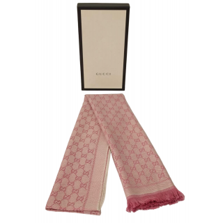 Gucci GG Jacquard Light Pink Wool Scarf