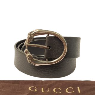 Gucci Horse Head Buckle Leather Belt
