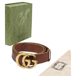 Gucci Double G Buckle Brown Leather Belt