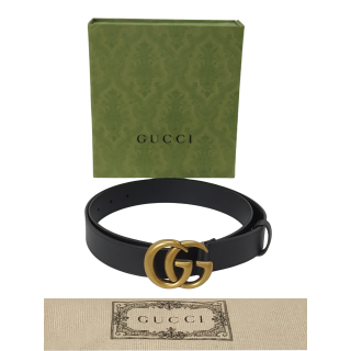 Gucci GG Marmont Shiny Buckle Leather Belt
