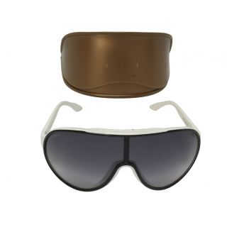 Gucci Tortoise Frame Web Detail Unisex Shield Sunglasses