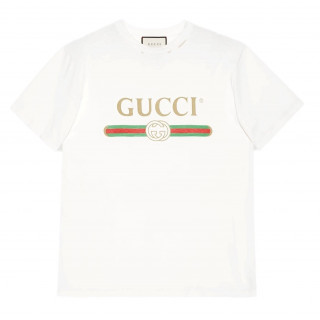 Gucci Logo White Oversize Cotton Jersey T-Shirt