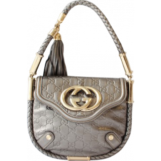 Gucci Britt Metallic Silver Small Tassel Hobo Bag