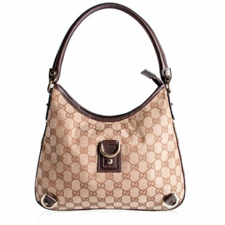 Gucci Abbey Medium Monogram Hobo with Brown Leather Detailing