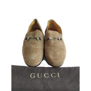 Gucci Beige Suede Horsebit Moccasin Size / 7