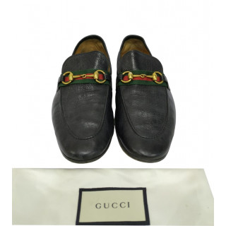 Gucci Web Horsebit Black Leather Loafer
