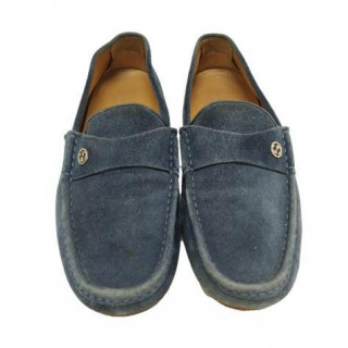 Gucci Blue Mens Suede Drivers Loafers