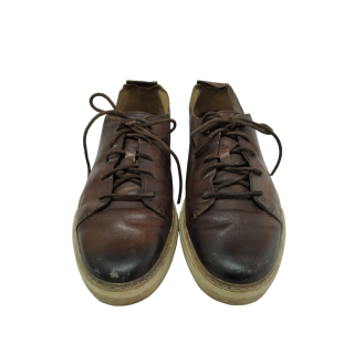 Gucci Brown Leather Lace Up Trainers Sneakers