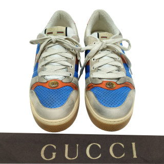 Gucci Blue and Orange Screener Sneakers