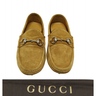 Gucci Horsebit Yellow Suede Driver Loafers