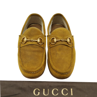 Gucci 1953 Yellow Suede Horsebit Driver Loafers