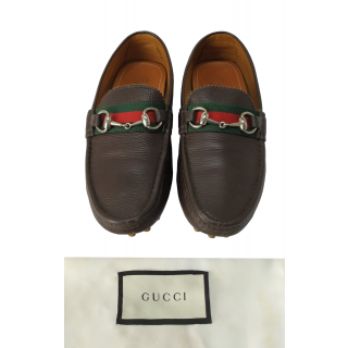 Gucci Horsebit Web Logo Driver Loafers