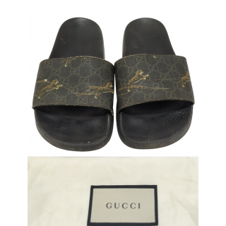 Gucci Black GG Supreme Tigers Slide Sandal