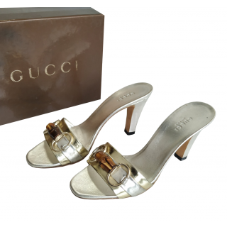 Gucci Horsebit Bamboo Patent Leather Slide Sandals 