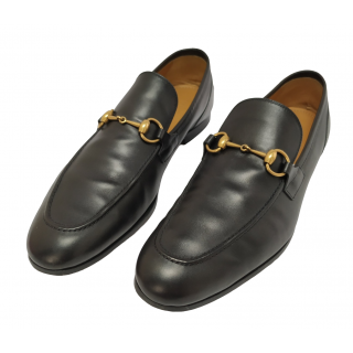 Gucci Jordaan Black Leather Horsebit Loafers