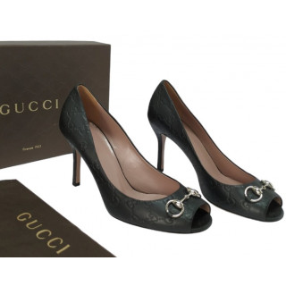 Gucci Guccissima Horsebit Open Peep Toe Heels
