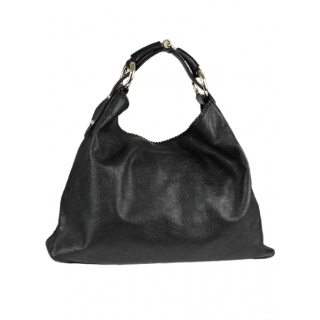 Gucci Black Guccissima Leather Horsebit Hobo Bag