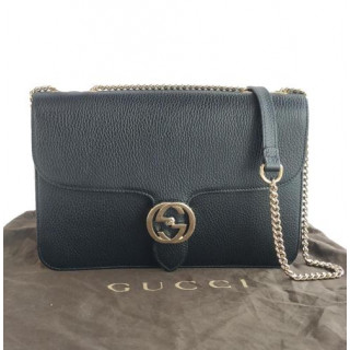 Gucci Interlocking G Pebbled Leather Shoulder Bag