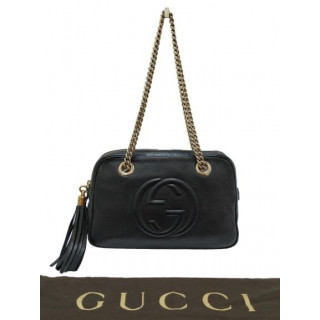 Gucci Soho Leather Double Chain Strap Shoulder Bag