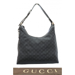 Gucci Black Monogram Nylon Hobo Bag