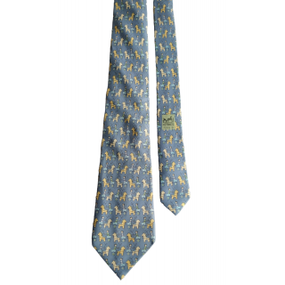 Hermes 7683 Blue Silk Tie