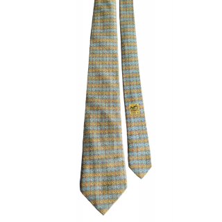 Hermes 7700 Yellow & Blue Silk Tie