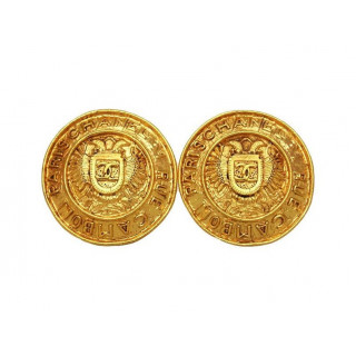 Chanel Vintage CC Logo Round Large Earrings
