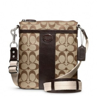Coach Signature Fabric Swingpack in Brown and Beige