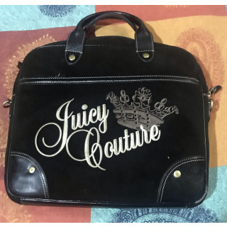 Juicy Couture Black Velvet & Leather Laptop Bag