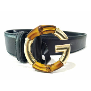Gucci G Bamboo Black Leather Belt