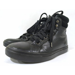 DKNY Black Leather High-Top Unisex Sneakers