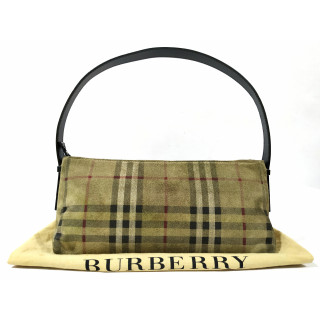 Burberry Muted Nova Check Suede Shoulder Bag