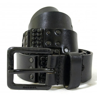 Diesel Studded Black Leather Belt