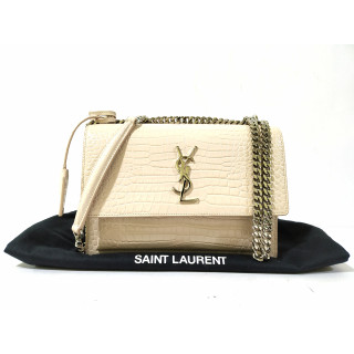 Saint Laurent Sunset Medium Croc-effect Leather Shoulder Bag