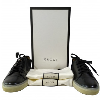 Gucci Crest Black Hysteria Leather Lace-up Shoes for Men