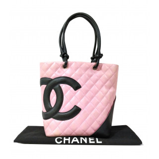 Chanel Pink/Black Quilted Leather Ligne Cambon Bucket Tote