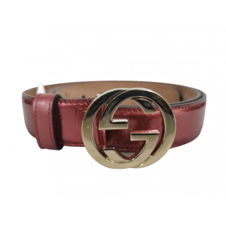 Gucci Guccissima Patent Leather Interlocking G Buckle Belt