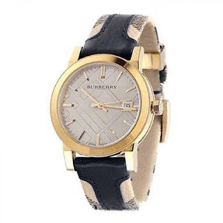 Burberry Haymarket Check With Black Leather Watch