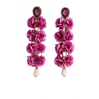 DOLCE & GABBANA DROP EARRINGS WITH FABRIC FLOWERS - INTTSB842407821