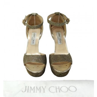 Jimmy Choo Kayden Glitter Fabric Platform Sandals