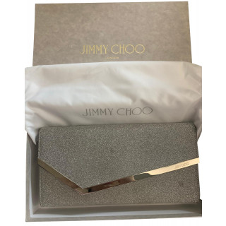 Jimmy Choo Erica Silver Fine Glitter Leather Clutch