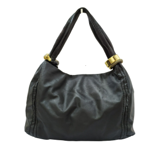 Jimmy Choo Black Leather Saba Hobo Bag