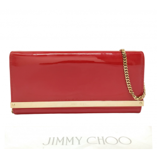 Jimmy Choo Red Patent Leather Milla Chain Clutch