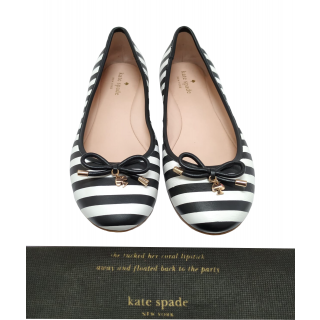 Kate Spade Black & White Striped Ballerina Flats