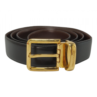 Longchamp Black Leather Golden Buckle Belt