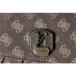 Guess Logo Monogram Taupe & Gold Clutch 