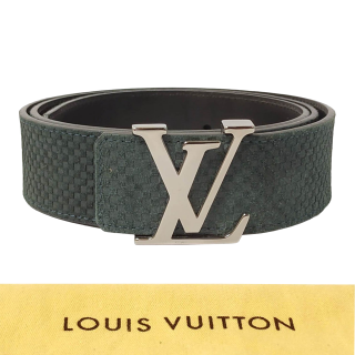 Louis Vuitton Green Mini Damier Suede Leather LV Initiales Belt