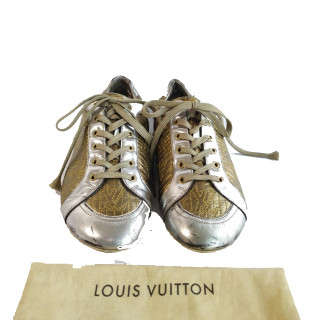 Louis Vuitton Metallic Silver/Gold Stitch Lace Up Sneakers