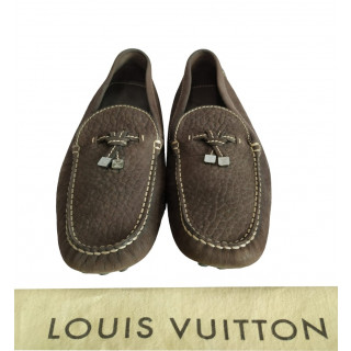 Louis Vuitton Brown Mini Lin Le Mocassin Loafers Size 10.5