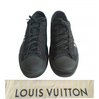 Louis Vuitton LV Tattoo Fragment Navy Suede Trim Sneaker